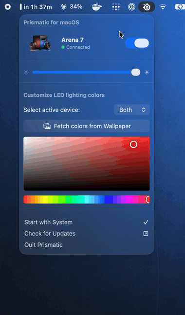 Reflective menu-bar controls in action